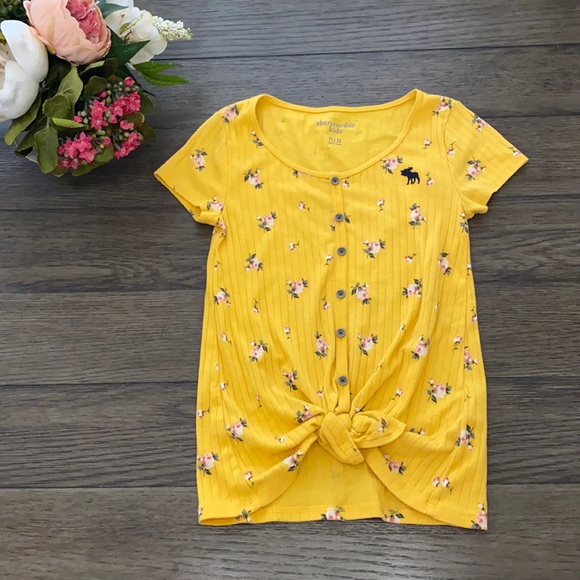 Abercrombie kids ribbed tee in mustard yellow - Picture 2 of 5